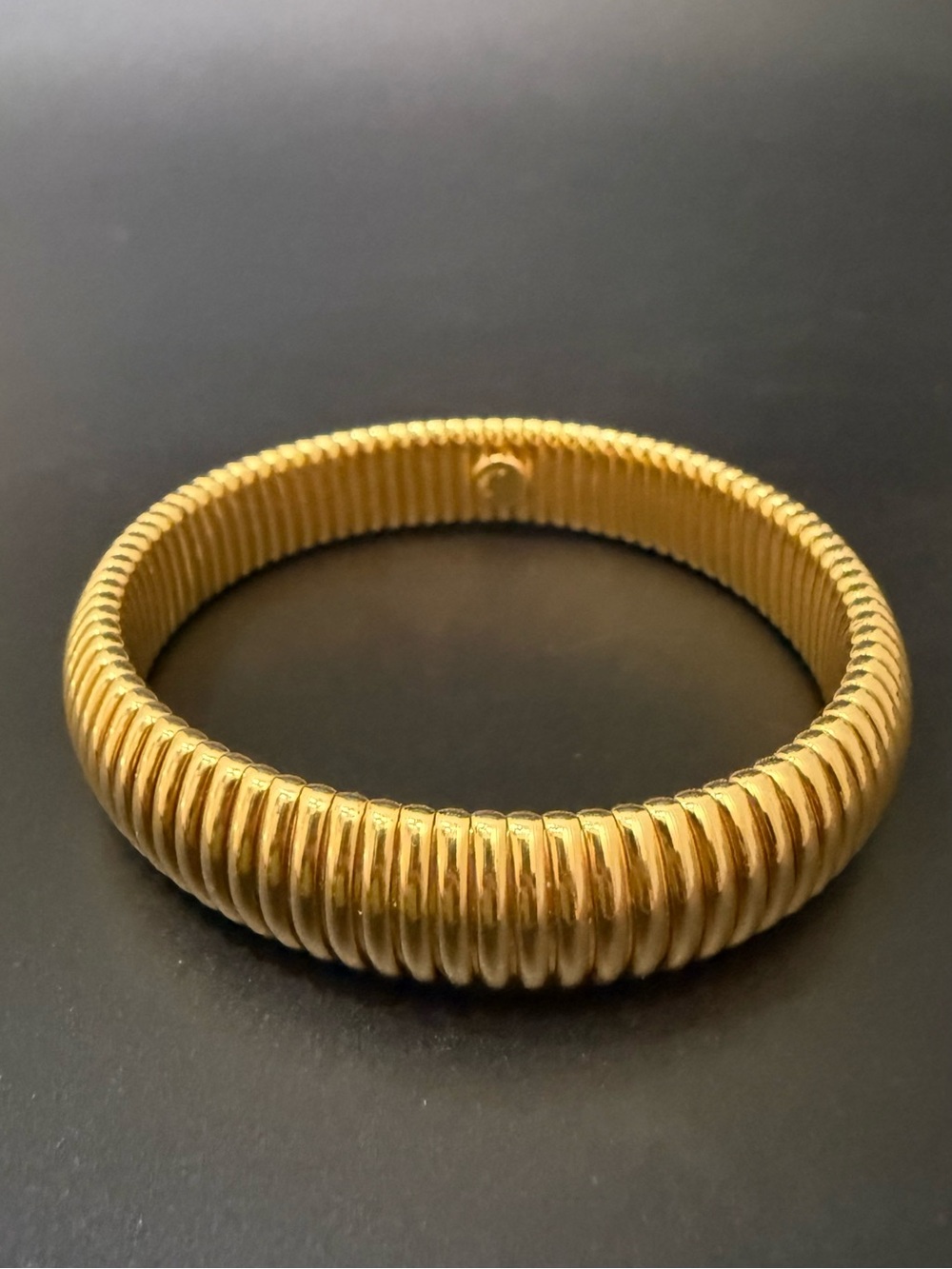 Vintage MONET Gold-tone Omega Tubogas Gas Pipe Design Coiled Bangle Bracelet